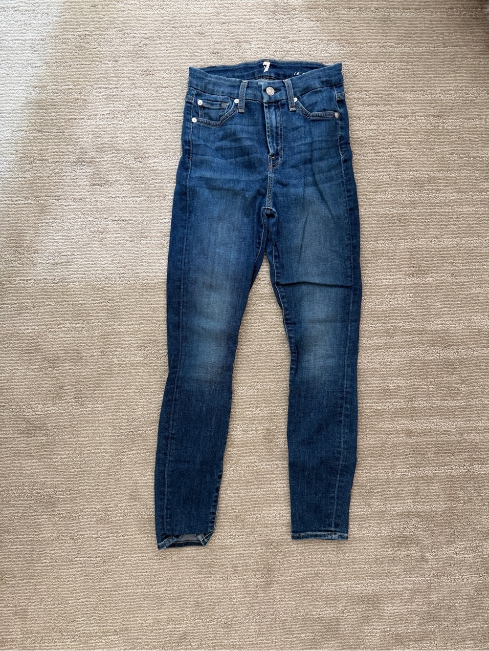 7 For All Mankind Dark Wash High-Rise Skinny Jeans
